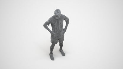 3D scanned man sport, photorealistic archviz people for Enscape and SketchUp, wireframe three-quarter view