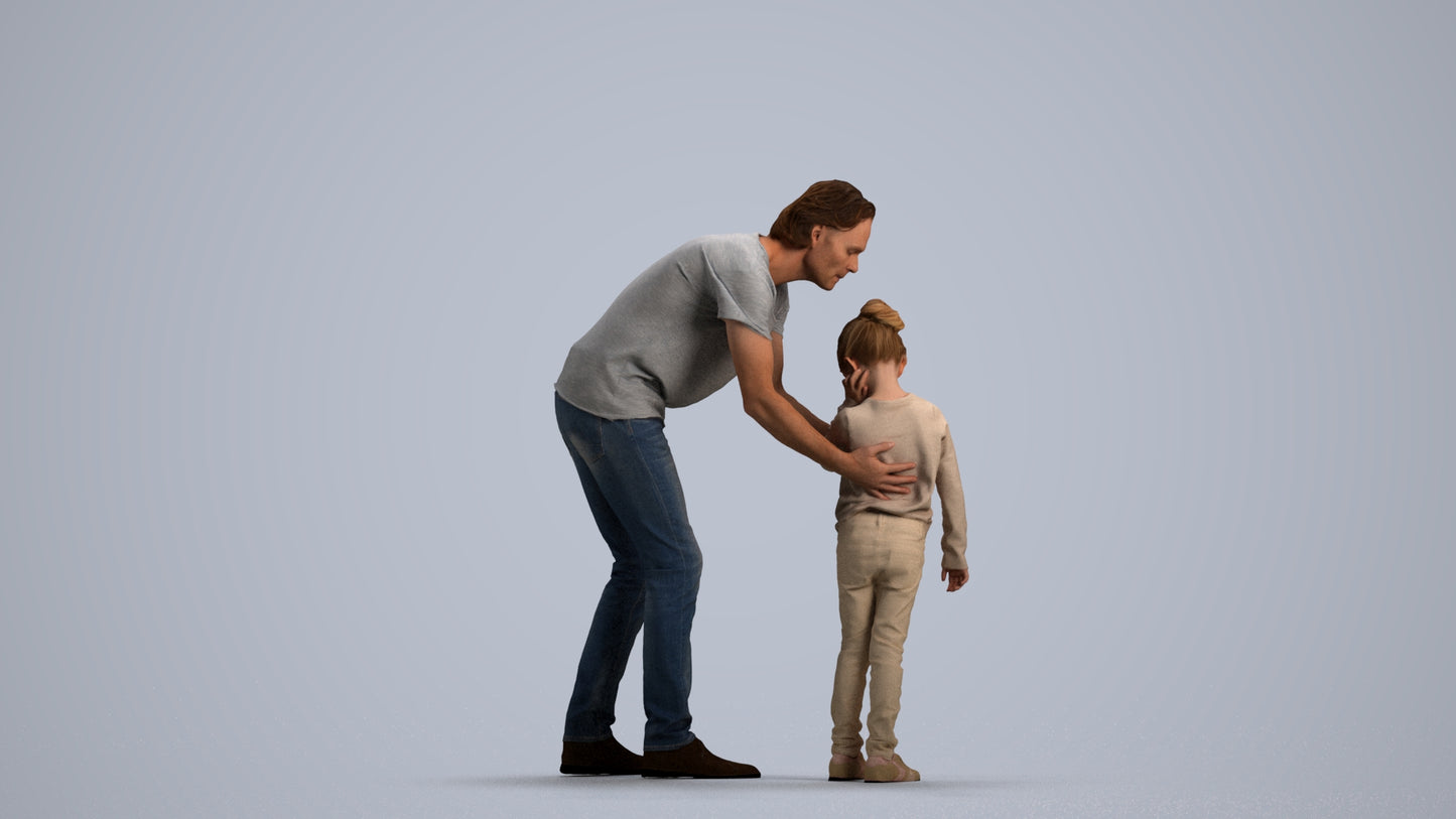 realistic 3D people girl casual kids, render-ready for V-Ray and Corona, FBX OBJ, front view render