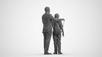 3D people model girl kids, scanned human for 3ds Max rendering, wireframe front view