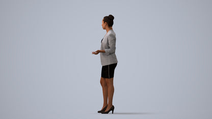 photogrammetry 3D woman business, realistic human model archviz FBX, three-quarter view render