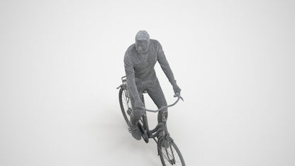 realistic 3D people man casual cycling, render-ready for V-Ray and Corona, FBX OBJ, wireframe three-quarter view