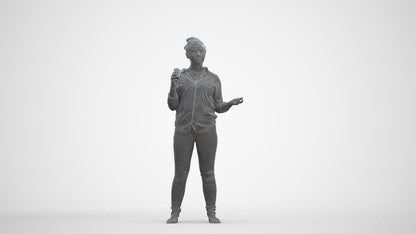 photogrammetry 3D woman casual standing, realistic human model archviz FBX, three-quarter front view render