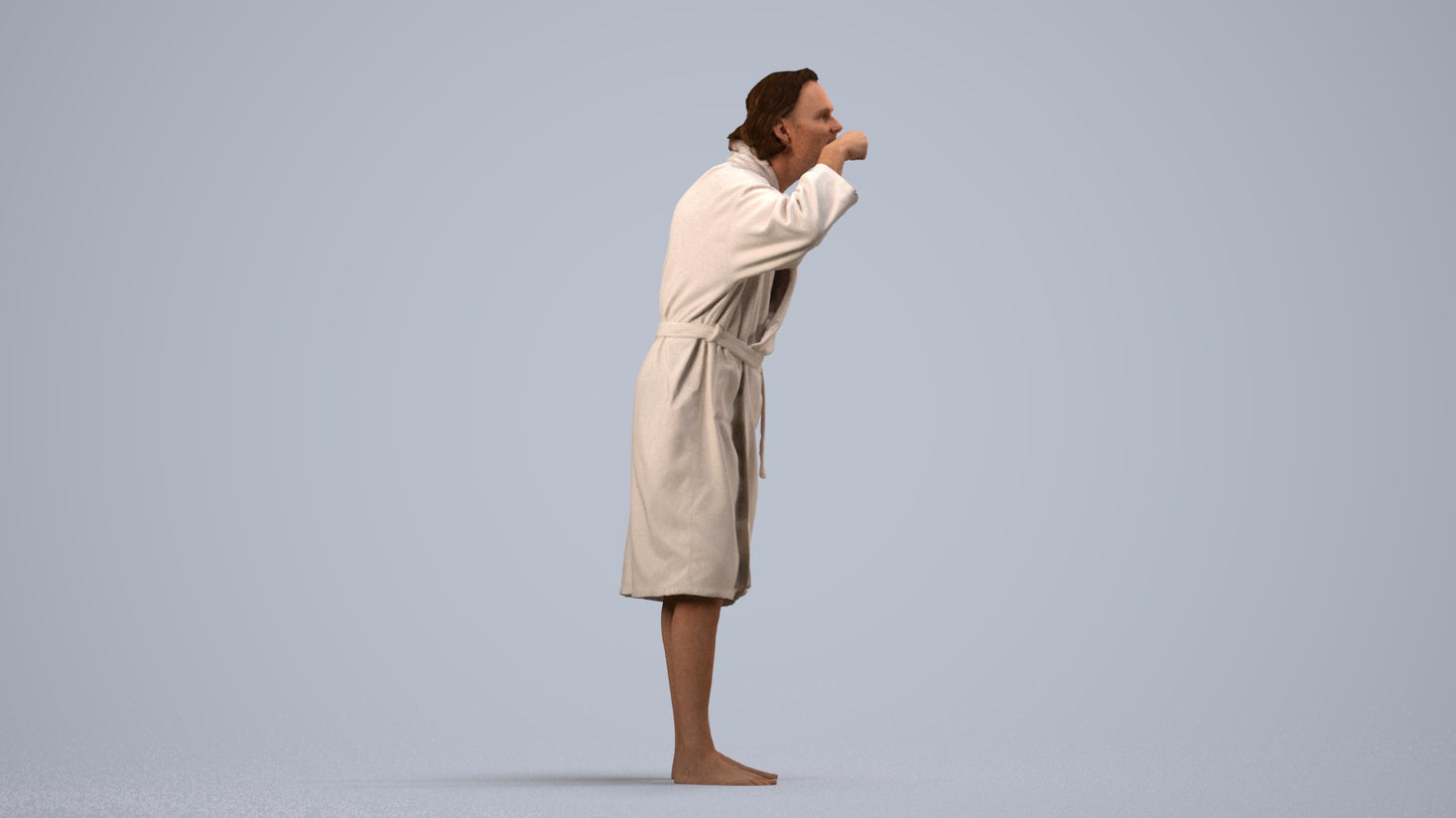 photogrammetry 3D man casual bathroom, realistic human model archviz FBX, side view render