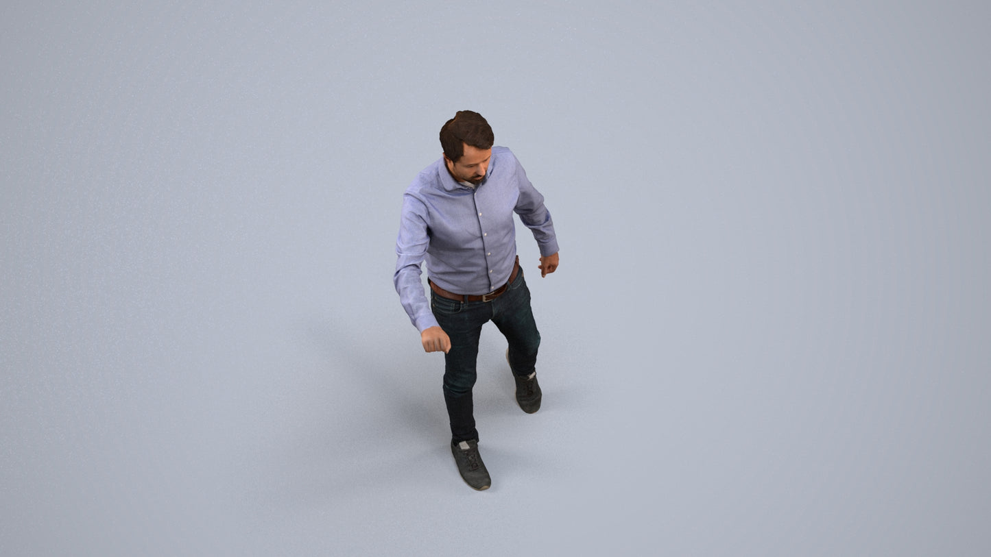 realistic 3D people man casual door, render-ready for V-Ray and Corona, FBX OBJ, back view render