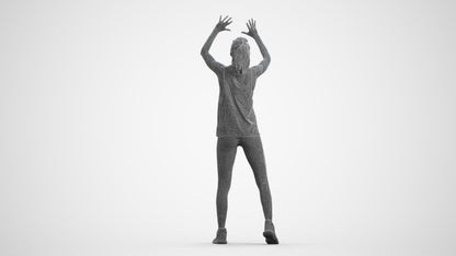 scanned 3D woman sport, photogrammetry people for Enscape and V-Ray, wireframe front view