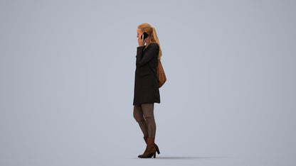 3D people model woman casual standing, scanned human for 3ds Max rendering, three-quarter view render