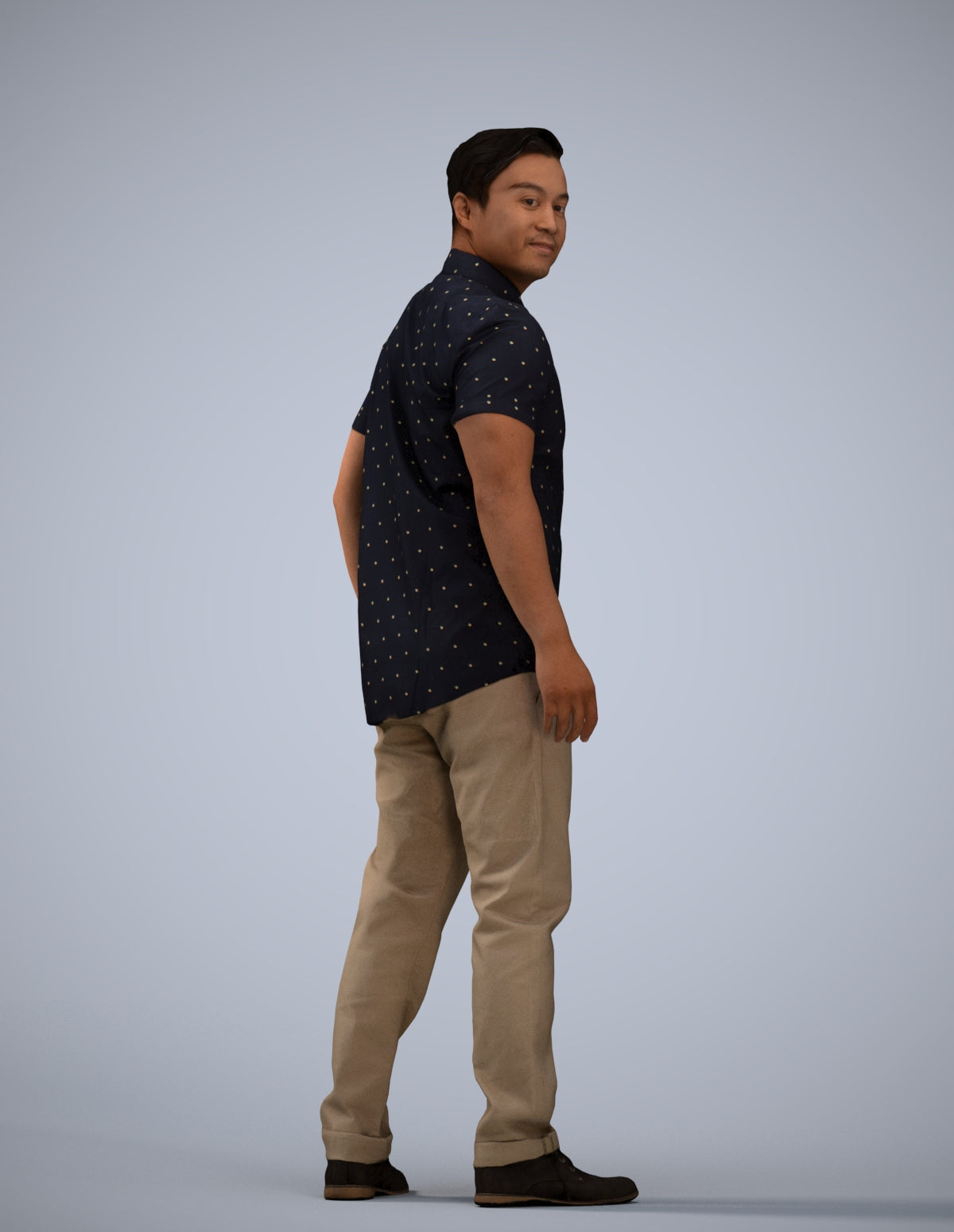3D scanned man standing casual, photorealistic archviz people for Enscape and SketchUp