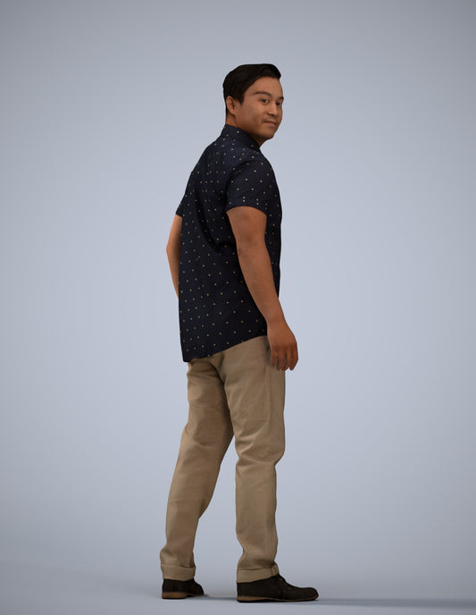 3D scanned man standing casual, photorealistic archviz people for Enscape and SketchUp