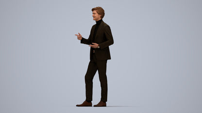 realistic 3D man business, scanned archviz people for Blender and 3ds Max, top-down view render
