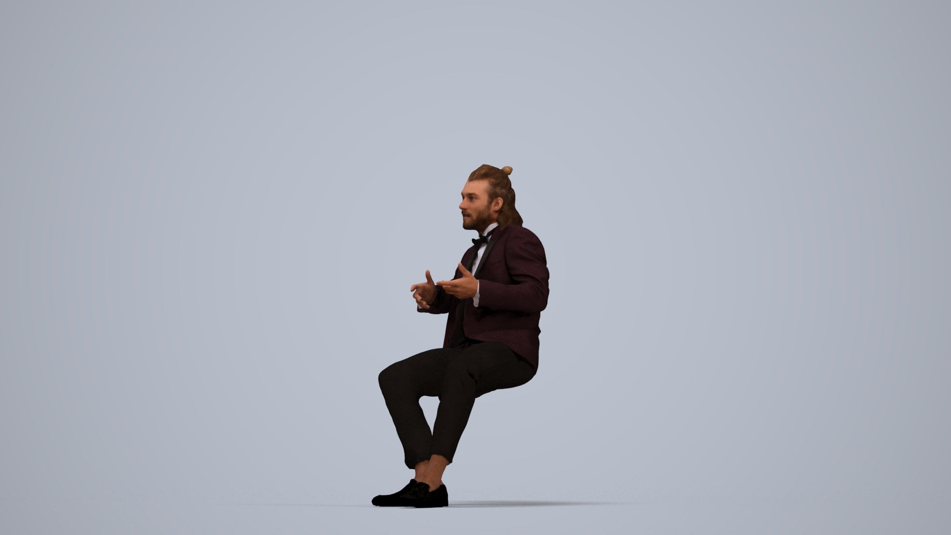 realistic 3D human man formal formalaffairs, archviz people FBX OBJ for Blender, top-down view render