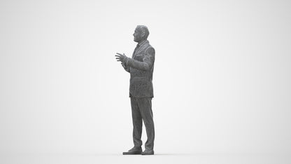 3D human model man formal standing, photogrammetry scanned person for archviz, wireframe back view