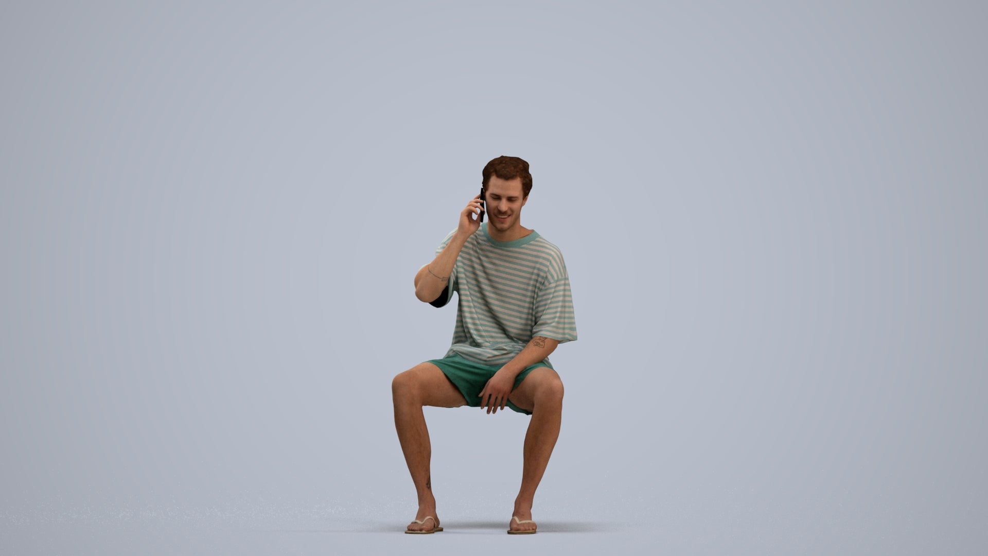 scanned 3D man casual sitting, photogrammetry people for Enscape and V-Ray, standing pose render