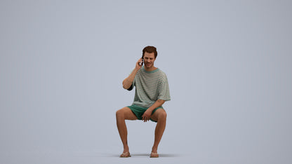 scanned 3D man casual sitting, photogrammetry people for Enscape and V-Ray, standing pose render