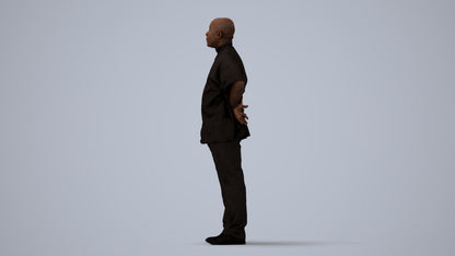 realistic 3D human man hospitality, archviz people FBX OBJ for Blender, three-quarter view render