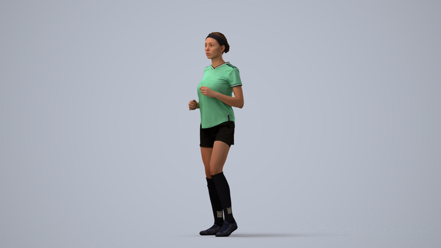 scanned 3D woman sport, photogrammetry people for Enscape and V-Ray, three-quarter view render
