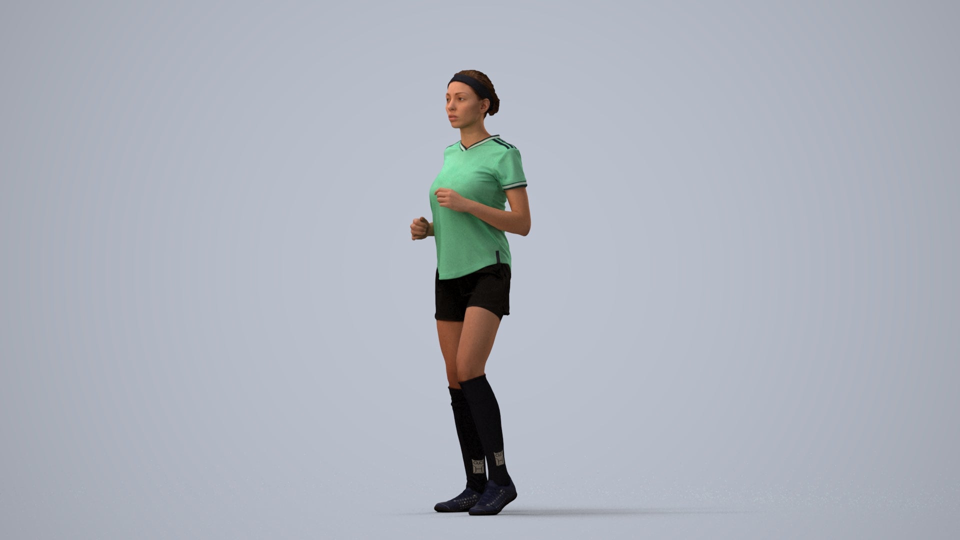 scanned 3D woman sport, photogrammetry people for Enscape and V-Ray, three-quarter view render