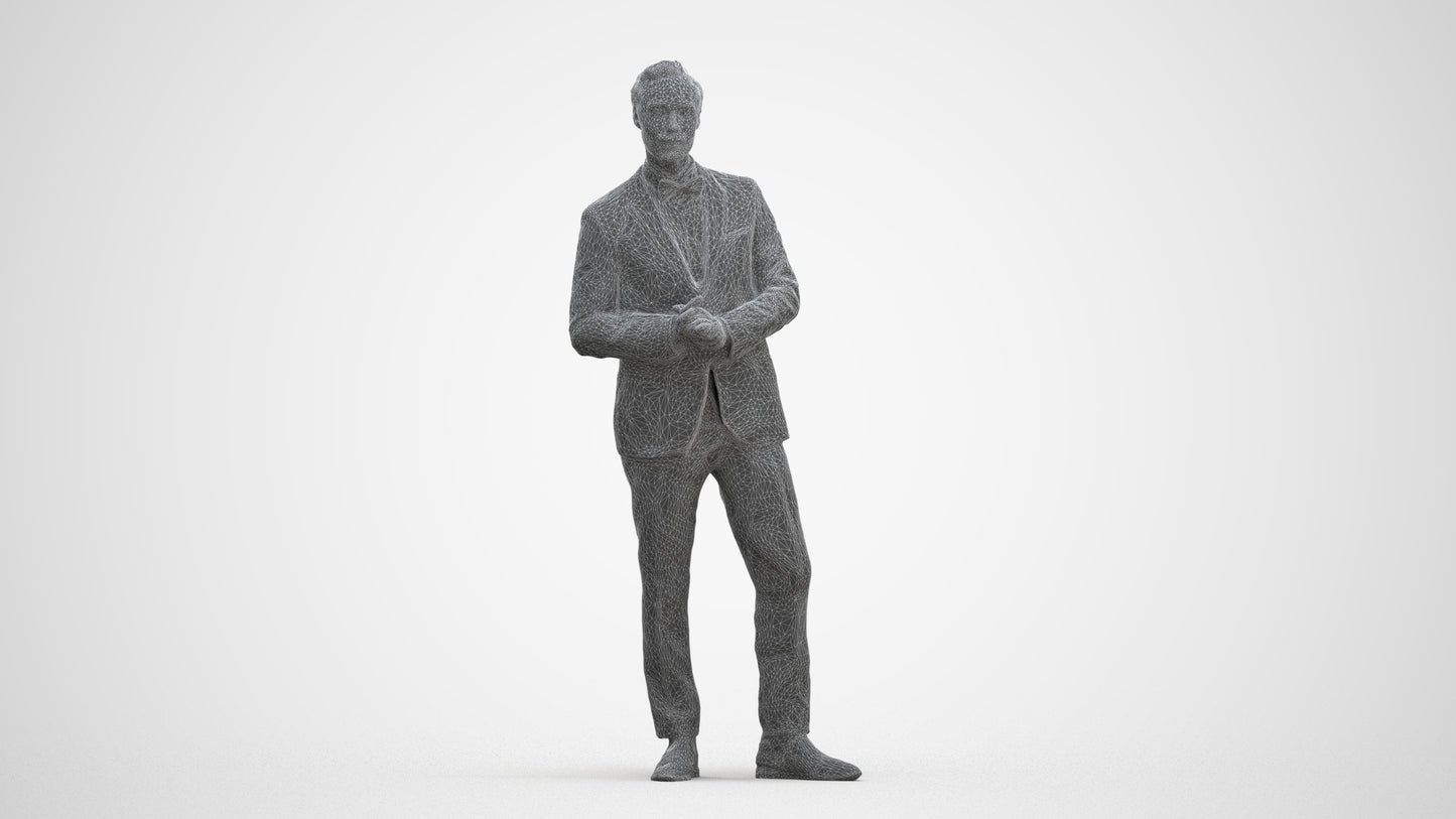 scanned 3D man formal formalaffairs, photogrammetry people for Enscape and V-Ray, three-quarter front view render