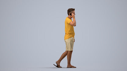 realistic 3D human man walking, archviz people FBX OBJ for Blender, side view render
