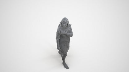 3D scanned senior woman business casual, photorealistic archviz people for Enscape and SketchUp, wireframe three-quarter view