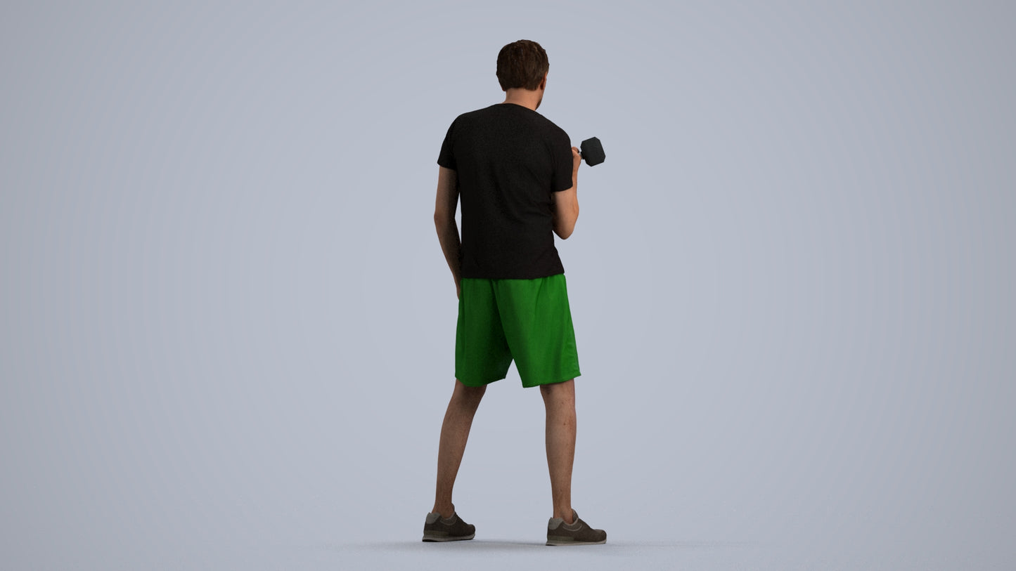 photogrammetry 3D man sport, realistic human model archviz FBX, front view render
