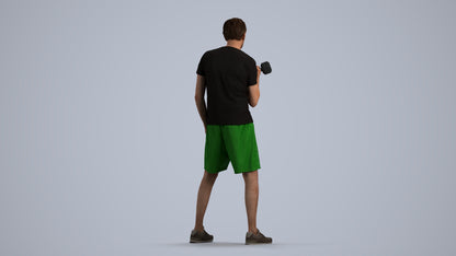 photogrammetry 3D man sport, realistic human model archviz FBX, front view render