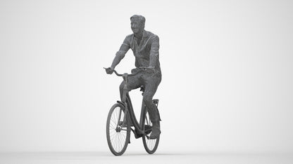 realistic 3D man casual cycling, scanned archviz people for Blender and 3ds Max, wireframe back view