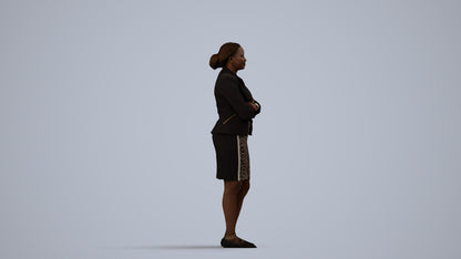 realistic 3D people woman business standing, render-ready for V-Ray and Corona, FBX OBJ, side view render