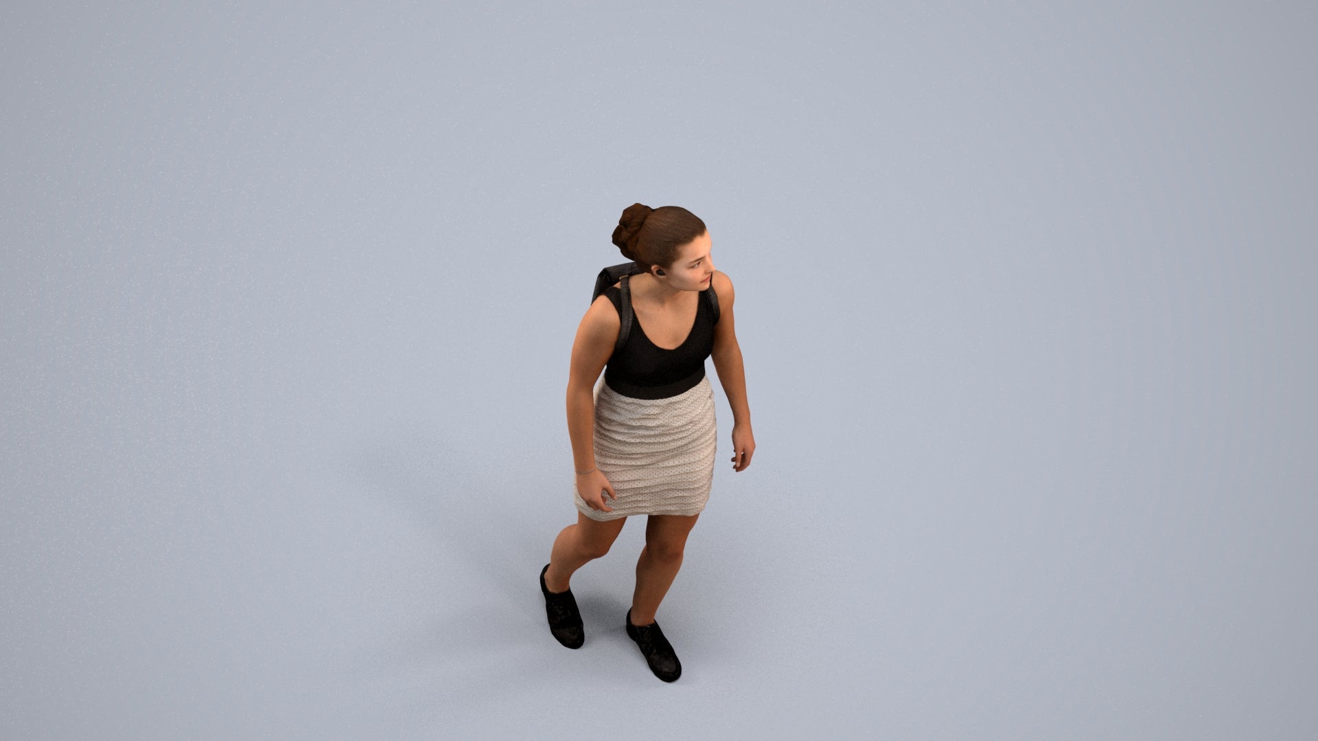 3D people model girl casual kids, scanned human for 3ds Max rendering, back view render