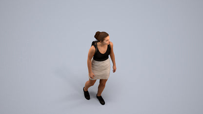 3D people model girl casual kids, scanned human for 3ds Max rendering, back view render