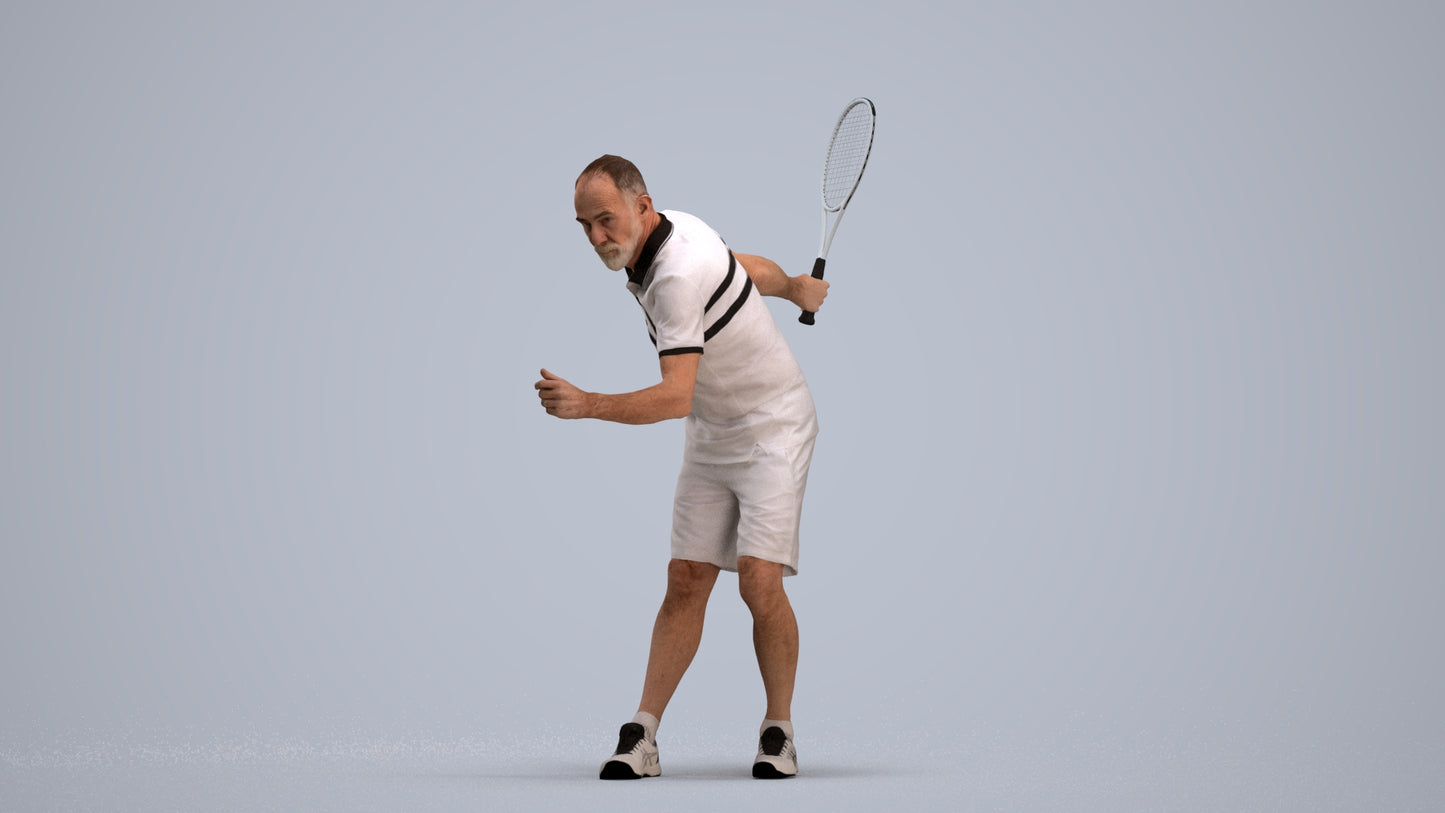 photogrammetry 3D senior man sport, realistic human model archviz FBX, standing pose render