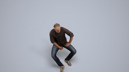 scanned 3D man casual sitting, photogrammetry people for Enscape and V-Ray, back view render