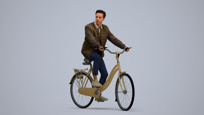 scanned 3D man casual cycling, photogrammetry people for Enscape and V-Ray, standing pose render