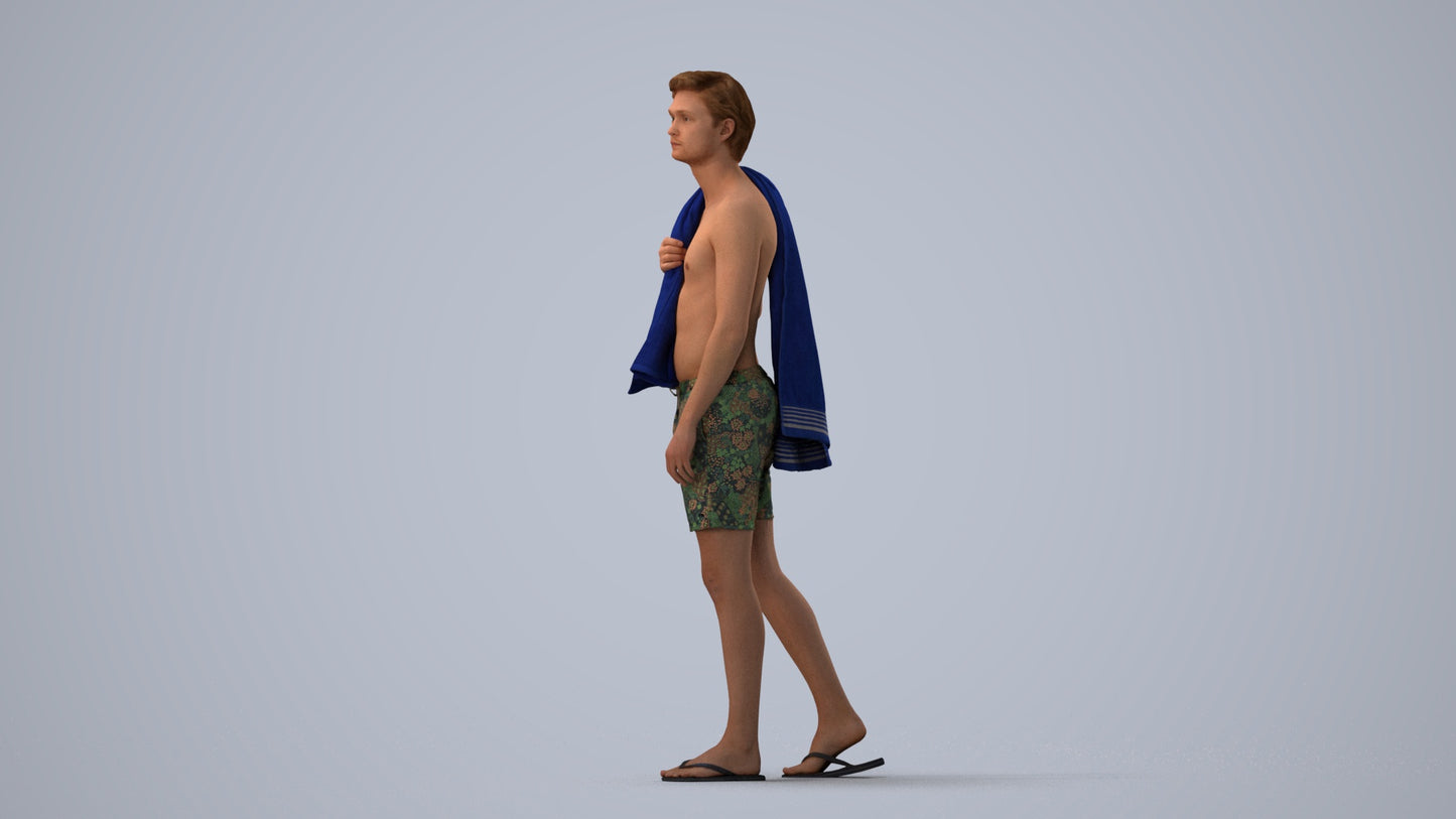 realistic 3D people man sport, render-ready for V-Ray and Corona, FBX OBJ, three-quarter view render