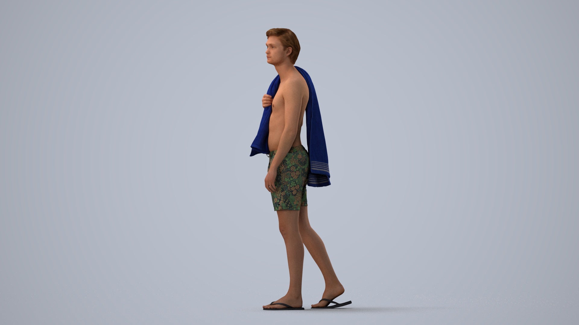 realistic 3D people man sport, render-ready for V-Ray and Corona, FBX OBJ, three-quarter view render