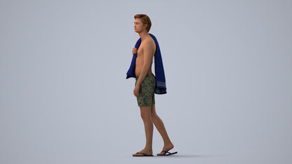 realistic 3D people man sport, render-ready for V-Ray and Corona, FBX OBJ, three-quarter view render