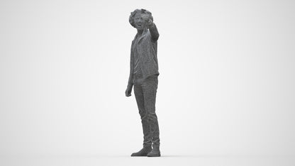 3D people model man casual standing, scanned human for 3ds Max rendering, wireframe back view