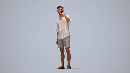 photogrammetry 3D man casual standing, realistic human model archviz FBX, top-down view render