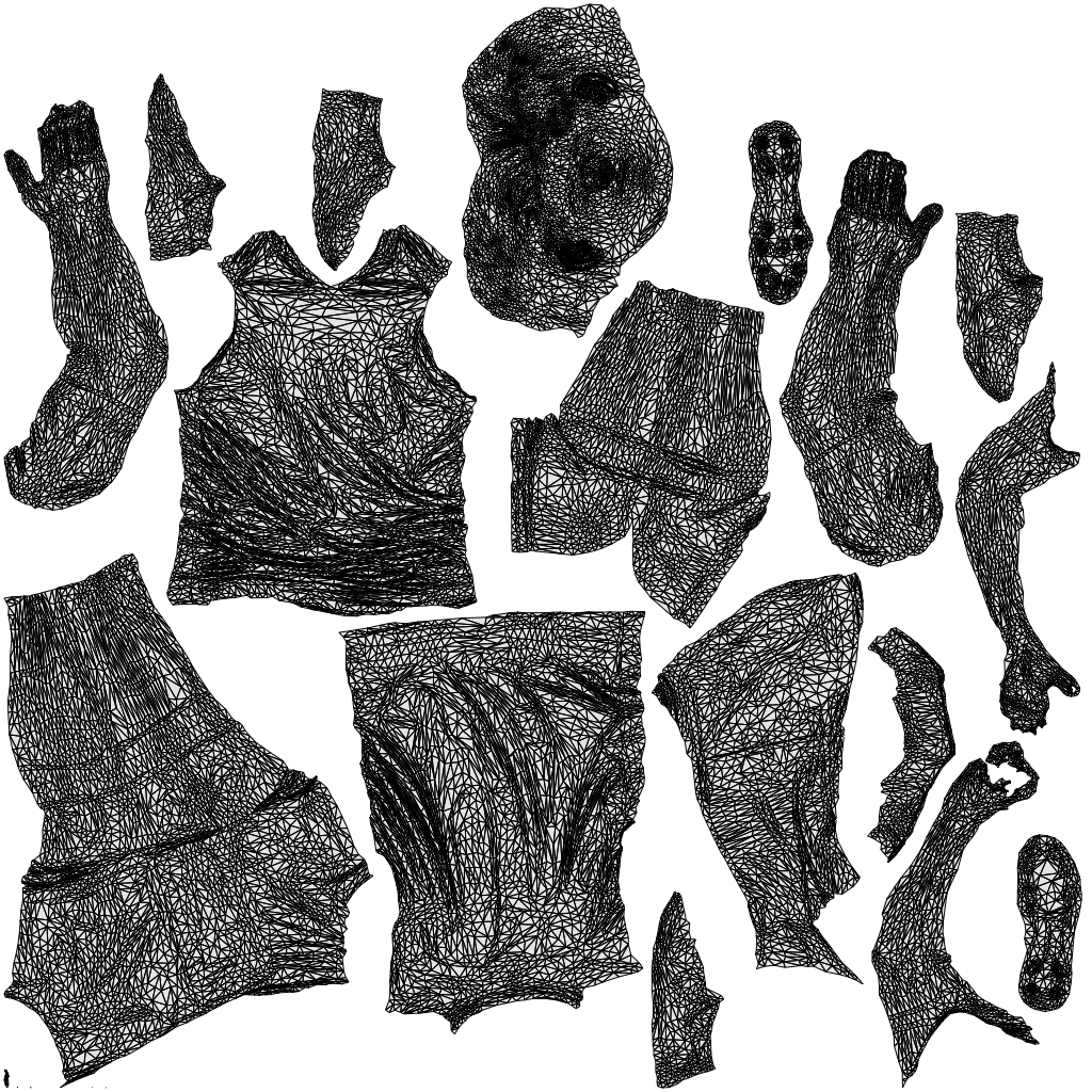 scanned 3D boy sport, photogrammetry people for Enscape and V-Ray, wireframe top-down view