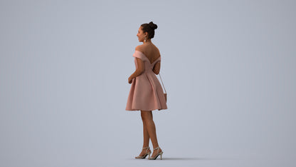 3D scanned woman formalaffairs formal, photorealistic archviz people for Enscape and SketchUp, three-quarter view render