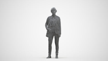 realistic 3D human woman business, archviz people FBX OBJ for Blender, three-quarter front view render