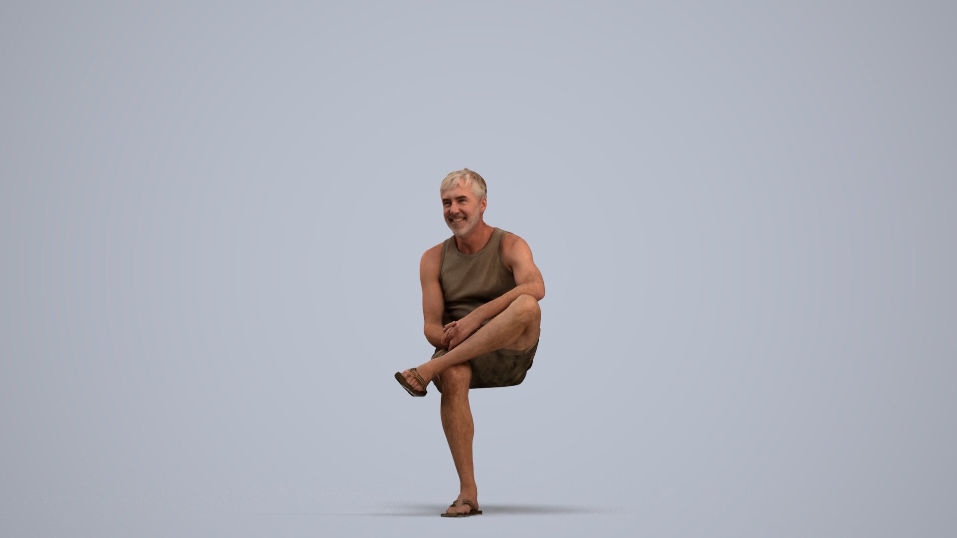 3D people model man casual sitting, scanned human for 3ds Max rendering, standing pose render
