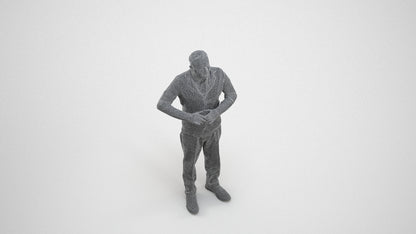 scanned 3D man business standing, photogrammetry people for Enscape and V-Ray, wireframe three-quarter view
