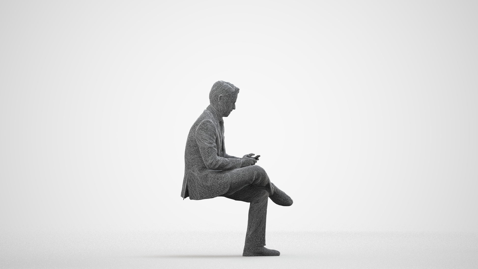 realistic 3D people man business, render-ready for V-Ray and Corona, FBX OBJ, wireframe side view