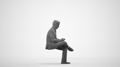 realistic 3D people man business, render-ready for V-Ray and Corona, FBX OBJ, wireframe side view
