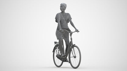 realistic 3D people woman formal cycling, render-ready for V-Ray and Corona, FBX OBJ, three-quarter front view render