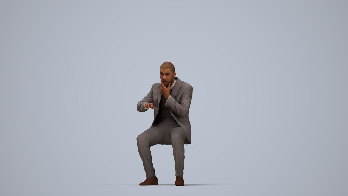 3D people model man business, scanned human for 3ds Max rendering, top-down view render