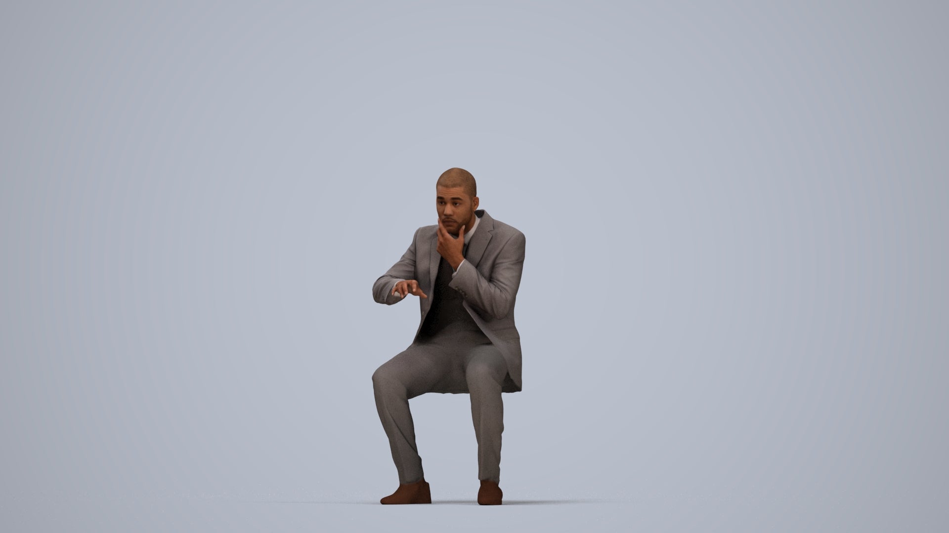 3D people model man business, scanned human for 3ds Max rendering, top-down view render