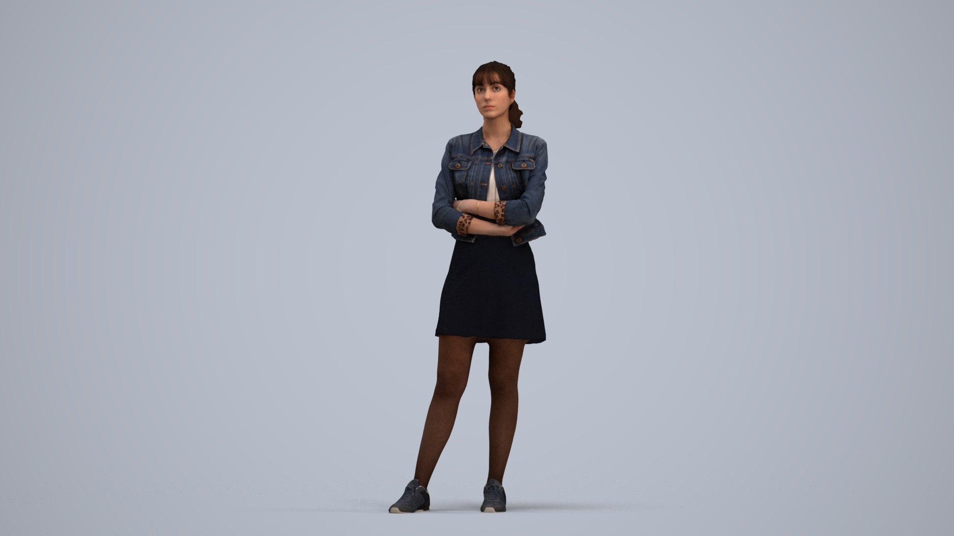 realistic 3D woman casual standing, scanned archviz people for Blender and 3ds Max, standing pose render