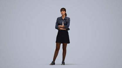 realistic 3D woman casual standing, scanned archviz people for Blender and 3ds Max, standing pose render