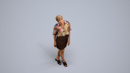 realistic 3D people woman casual standing, render-ready for V-Ray and Corona, FBX OBJ, back view render